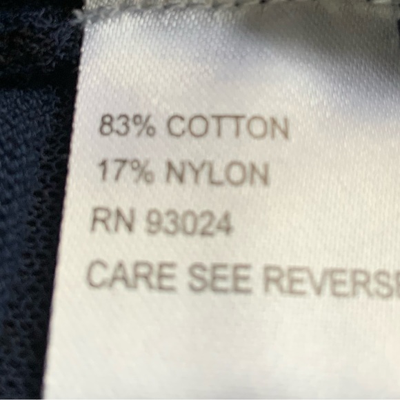 Bela NYC Women’s Top Large Navy Sheer Striped SHort Sleeves Cotton Blend - Picture 4 of 6